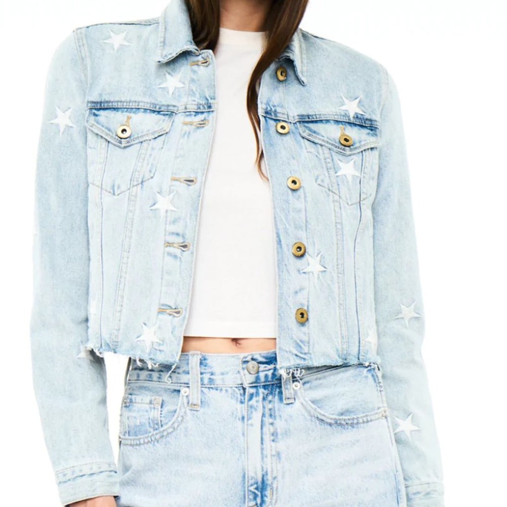 NWT Pistola BRANDO STAR EMBROIDERY DENIM JACKET - ZODIAC